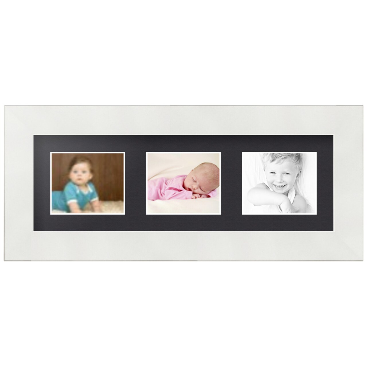 ArtToFrames Collage Photo Picture Frame with 3 - 2.5x3 inch Openings, Framed in White with Over 62 Mat Color Options and Regular Glass (CSM-3966-7649)